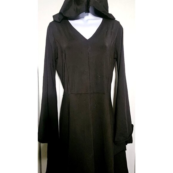 Women's Grim Reaper Halloween Costume Hooded Robe Dress Evil Demon Mask Spirit - Picture 7 of 10